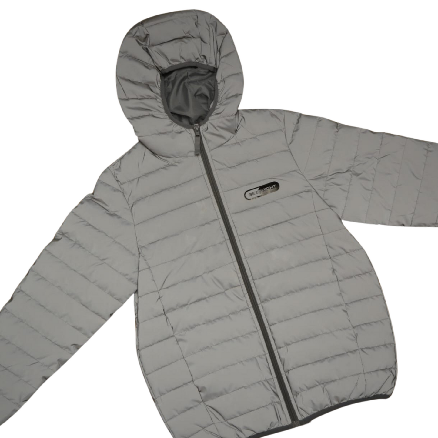 Reflective Childrens Puffer Jacket - Silver