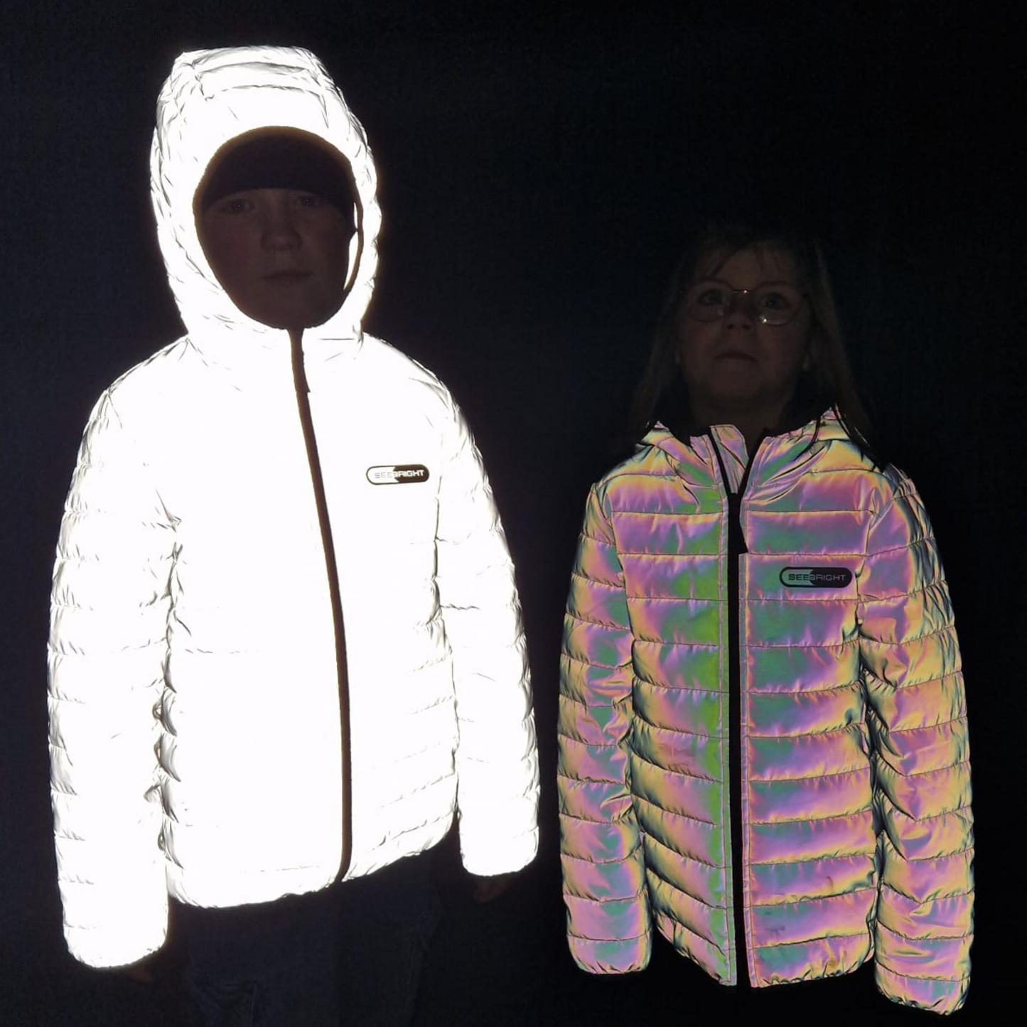 Reflective Childrens Puffer Jacket - Rainbow