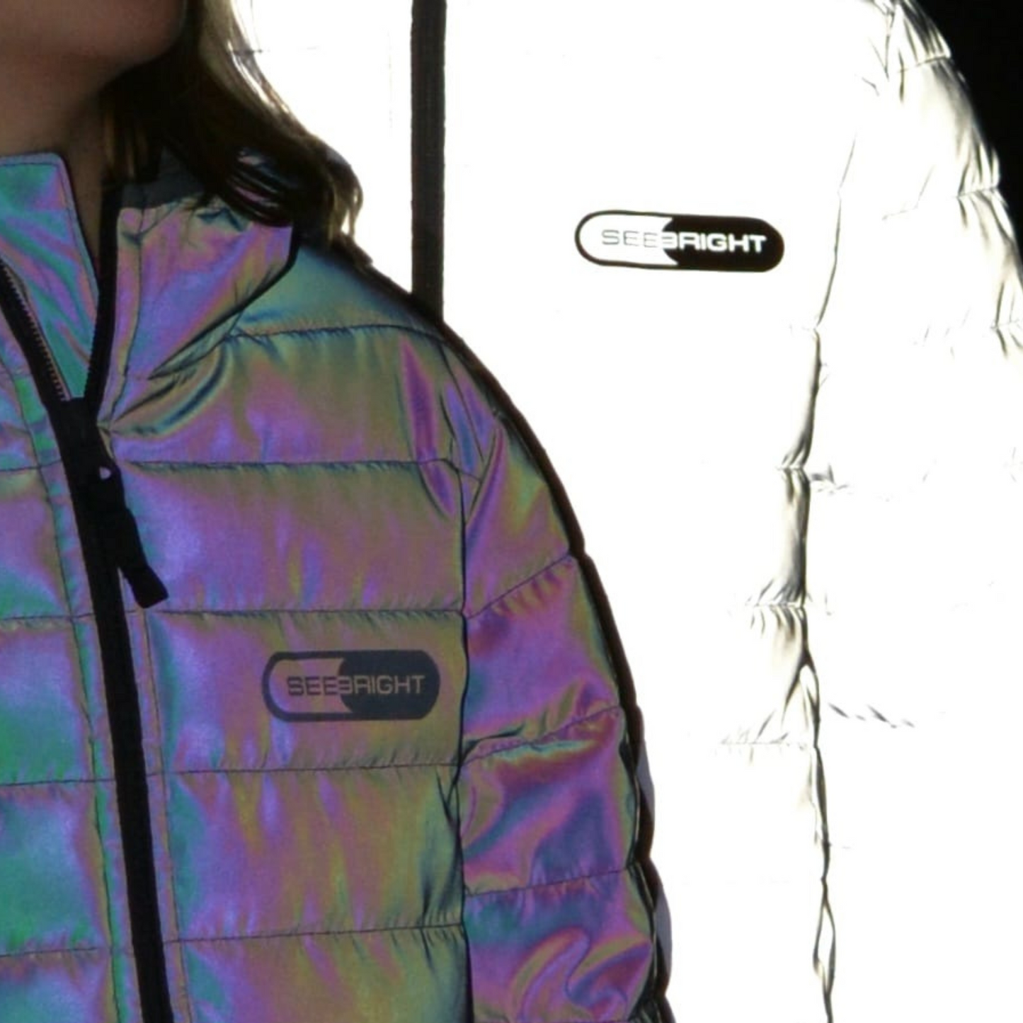 Reflective Childrens Puffer Jacket - Silver