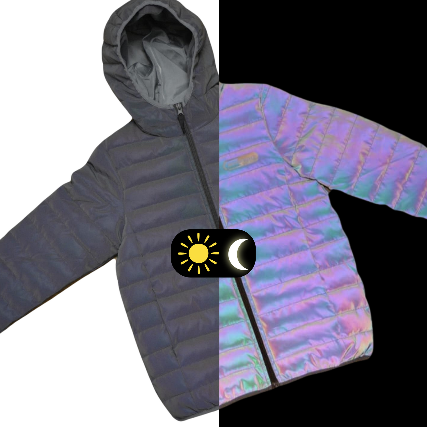 Reflective Childrens Puffer Jacket Rainbow