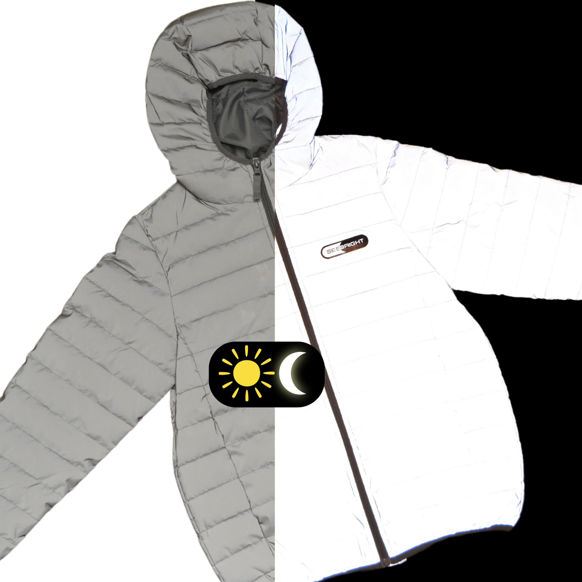 Reflective Childrens Puffer Jacket Silver - Main Image